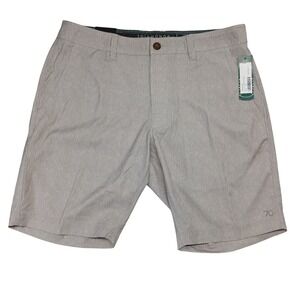 7 Diamonds Zion 9" Hybrid Performance Shorts Khaki Micro Gingham Mens 32